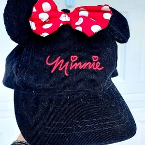 Disney Black Cap with Red Polka Dot Bow Minnie Mouse